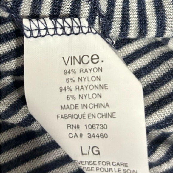 Vince Women's Blue/White Striped Long Sleeve Boat Neck Top Size L - Picture 7 of 7